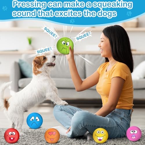 3.14" Squeaky Dog Toys Funny Smile Face Chewing Latex Rubber Soft Fetch Play Interactive Squeaky Dog Balls for Puppy Small Medium Pet Dog (6PCS) - Image 7