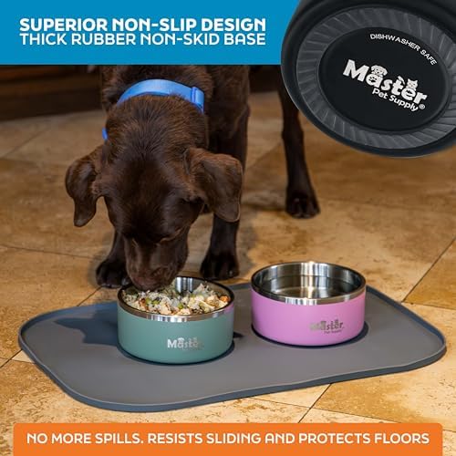 Master Pet Supply Stainless Steel Dog Bowls 32 oz Heavy Duty Black Velvet - Image 5