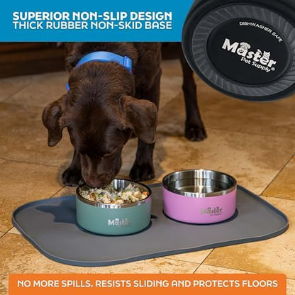 Master Pet Supply Stainless Steel Dog Bowls 32 oz Heavy Duty Black Velvet - Image 5