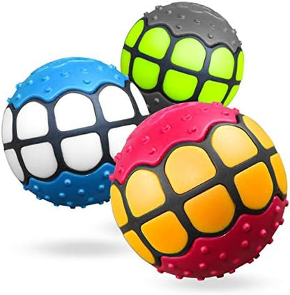 Dog Balls Toys Squeaky Fetch - Rubber Funny Ball Gifts for Large Medium Dogs (Variety Pack) by Dawg+Grillz