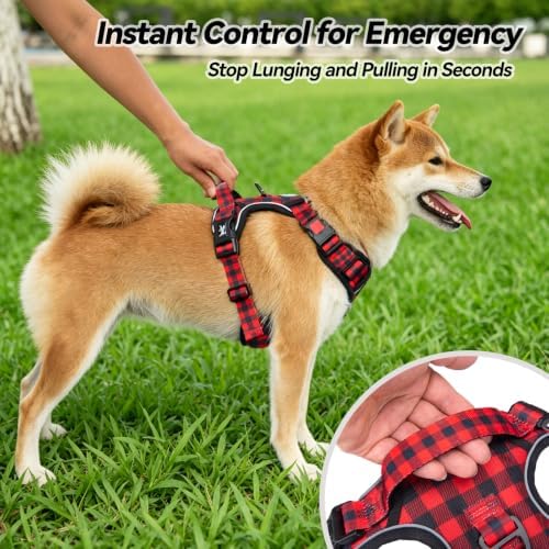 PoyPet Plaid Dog Harness Medium, No Pull Vest with Front Clip & Neck Buckle - Image 5