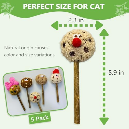 Silvervine Sticks for Cats (5-Pcs), Catnip Lollipop Cat Toy for Indoor Cats, Natural Cat Chew Toys for Kitten Teething and Teeth Cleaning - Image 5