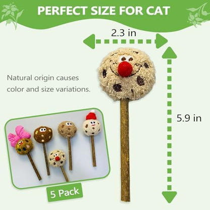 Silvervine Sticks for Cats (5-Pcs), Catnip Lollipop Cat Toy for Indoor Cats, Natural Cat Chew Toys for Kitten Teething and Teeth Cleaning - Image 5