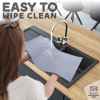Dog Food Mat - 28x18 Raised Edges Dogs Mat for Food and Water Prevent Spill, Waterproof Cat Food Mats Protect Floors, Easy Clean Dog Bowl Mats for Food and Water, Silicone Pet Feeding Placemats - Image 6