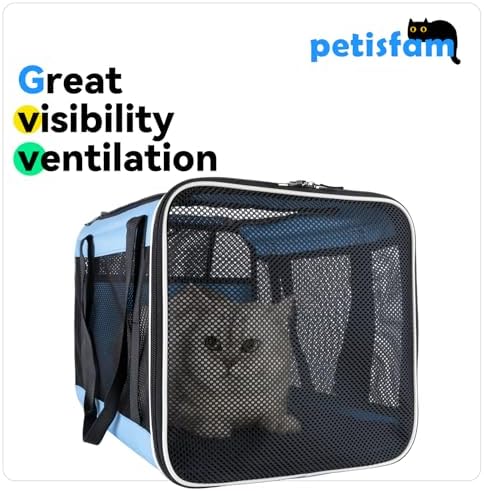 Soft Pet Carrier for Large and Medium Cats, 2 Kitties, Small Dogs. Easy to Get Cat in, Great for Cats that Don't Like Carriers (Blue) - Image 3