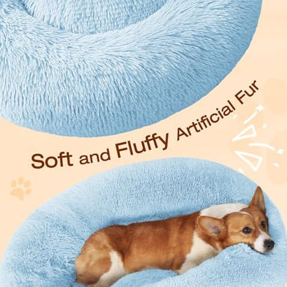 JOLLYVOGUE Dog & Cat Bed, Calming Anti-Anxiety Pet Bed for Small Dogs, Fluffy Donut Cushion for Small and Medium Pets (20") - Image 3