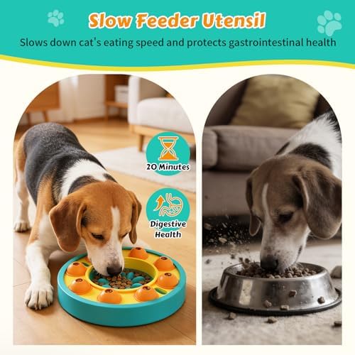 Dog Food Puzzle Toys Interactive Game Toy for IQ Training Enrichment Dog Food Puzzle Slow Feeder for Small, Medium Dogs and All Cats (Blue Bowl) - Image 4
