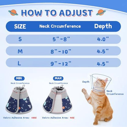 Cat Cone Collar Soft to Stop Licking, Adjustable, Foldable Lightweight Kitten Cones After Surgery Recovery for Cats & Kittens, Cat Cone Alternative, Easy Eating (Grey, M) - Image 4
