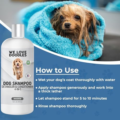 Dog Shampoo Conditioner & Detangler, Hypoallergenic Tearless Unscented 16OZ - Image 4