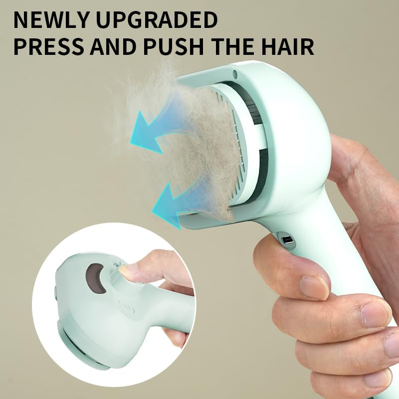 Pet Steam Brush for Dogs & Cats, 3-in-1 Mist Grooming Brush Shedding Hair Removal Comb, One-Click Self Cleaning Spray for Long Haired Pets, Comes with Empty Waterless Bottle for Shampoo, Pink - Image 6