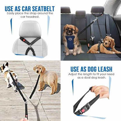 Lukovee Double Dog Car Seat Belt, No Tangle Headrest Restraint - Image 5