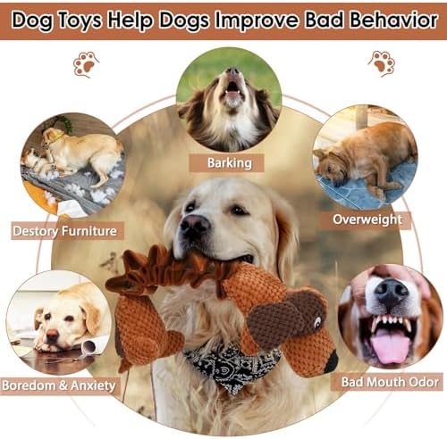 Squeaky Plush Dog Toys for Large Dogs with Squeaky and Crinkle Paper, Tug of War Pet Toys for Dogs, Interactive Pull Puppy Chew Toys for Small, Medium and Large Dogs - Image 4