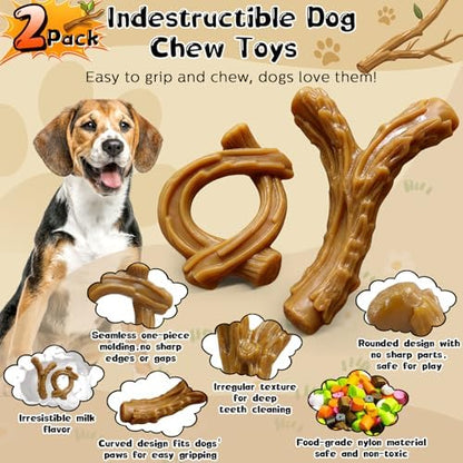 WOWBALA 2 Pack Dog Chew Toys for Aggressive Chewers,Indestructible Dog Toy for Medium Large Dogs, Chew Toys to Keep Dogs Busy,Super Chewer with Tough Nylon, Reduce Boredom & Anxiety - Image 2