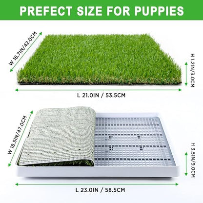 Grass Pad with Tray for Dogs Litter Box Porch Potty for Puppy Pee Training Indoor Fake Grass Pee Pad Artificial Grass with Pee Pad Holder - Image 2