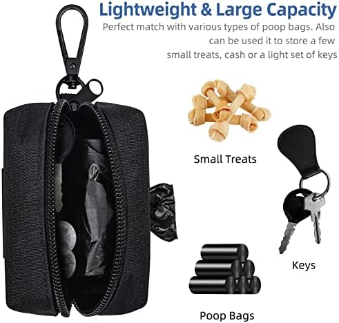 2 Pack Poop Bag Holder for Dogs and Cats Black Waste Bag Dispenser Poop Bag Pouch Dispenser with 2 Roll of Free Poop Bags for Leash Accessory Bicycle (Black, 2 Pack) - Image 2