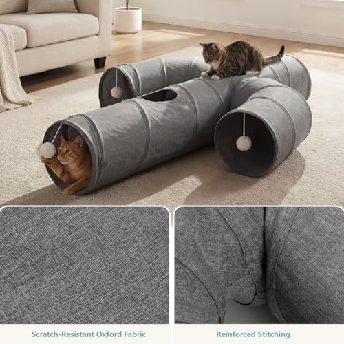 Ownpets Cactus Cat Tunnel 10" with Peek Holes for Indoor Large Cat, Grey - Image 4