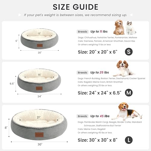Love's cabin Round Donut Cat and Dog Cushion Bed, 30in Pet Bed for Medium or Large Dogs, Anti-Slip & Water-Resistant Bottom, Soft Durable Fabric Pet Beds, Washable Calming Cat Bed, Light Grey - Image 4