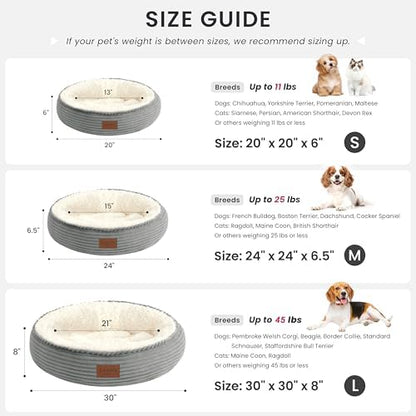 Love's cabin Round Donut Cat and Dog Cushion Bed, 30in Pet Bed for Medium or Large Dogs, Anti-Slip & Water-Resistant Bottom, Soft Durable Fabric Pet Beds, Washable Calming Cat Bed, Light Grey - Image 4