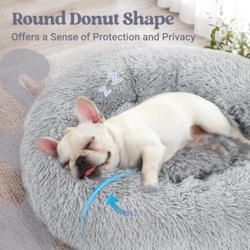 rabbitgoo Calming Cat Beds for Indoor Cats, 23 inches, Light Grey - Image 4