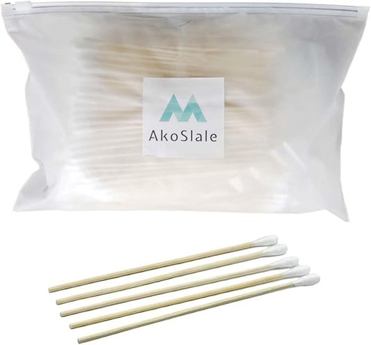 Dog Ear Swabs 6 Inch (600 Count, 6 Resealable Packs) - Bamboo Pet Cotton Buds, Large Round Tips for Puppy Ear Wax Cleaning, Tear Stain Removing & Grooming Refill