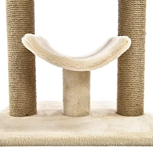 Amazon Basics Multi-Platform Cat Tree with Scratching Post for Indoor Cats up to 25lbs, 18 x 14 x 22 Inches, Beige - Image 3