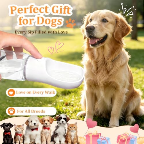Portable Dog Water Bottle with Food Container, White, 19oz - Image 6