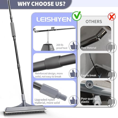 Carpet Rake for Pet Hair Removal - Reusable Dog & Cat Hair Remover with 58" Reinforced Steel Handle, 3-in-1 Professional Modular Rug Rake & Scraper Tool for Shag Rugs, Couch, Stairs (Gray) - Image 4