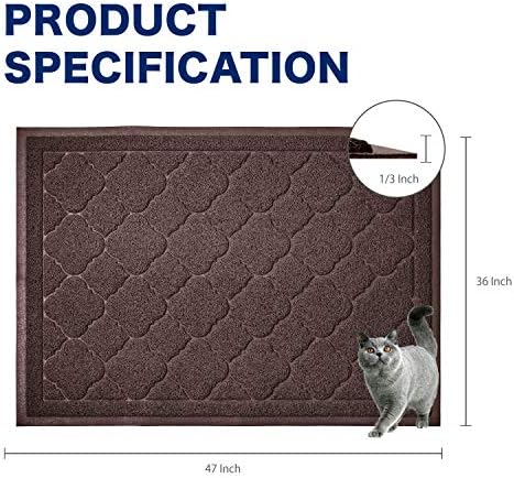 WePet Cat Litter Box Mat, Kitty Premium PVC Pad, Durable Trapping Rug, Phthalate Free, Urine-Resistant, Scatter Control, XXL 47 x 36 Inch, Brown - Image 3