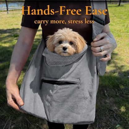 Dog Sling Carrier for Small Dogs and Cats up to 9 lbs, Adjustable Dog Carrier Sling for Puppies, Hands-Free Pet Sling, Breathable Cat Sling Carrier, Machine Washable (Moonstone Grey) - Image 6