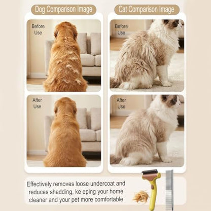 Undercoat Rake for Dogs & Cats, yellow - Image 3