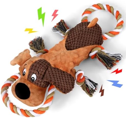 Dog Squeaky Toys for Puppies & Small Dogs - Bubble Plush Cuddle Buddy with Sliding Rope for Teething & Anxiety Relief, Interactive Tug Toy for Gentle Chewers (Chihuahua, Yorkie, Corgi, Poodle) by Letsmeet