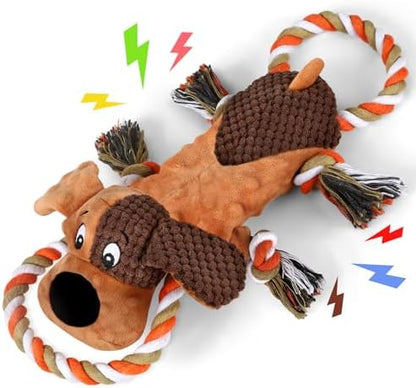 Dog Squeaky Toys for Puppies & Small Dogs - Bubble Plush Cuddle Buddy with Sliding Rope for Teething & Anxiety Relief, Interactive Tug Toy for Gentle Chewers (Chihuahua, Yorkie, Corgi, Poodle) by Letsmeet