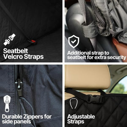 Formosa Covers Deluxe Dog Car Seat Hammock Quilted Cover with Non-Slip Backing Best for Cars Trucks and SUVs Make Travel with Your Pet Always an Option - 56" W x 60" L, Black