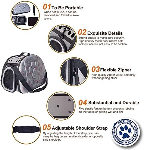 PetLike Airline Approved Pet Carrier Soft Sided Collapsible Travel Bag for Cats & Small Dogs (Grey, Linen) - Image 2