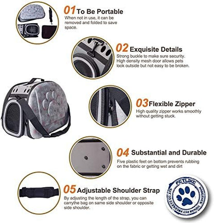 PetLike Airline Approved Pet Carrier Soft Sided Collapsible Travel Bag for Cats & Small Dogs (Grey, Linen) - Image 2