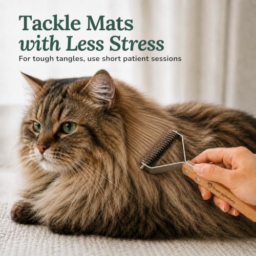 Dematting Comb for Cats and Dogs - Mat Remover - Deshedding Undercoat Rake - Image 2