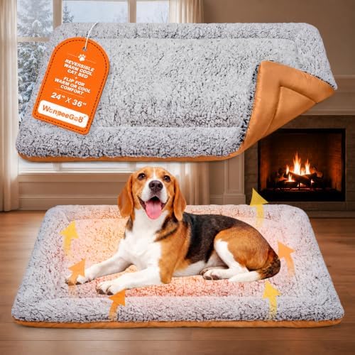 Self Warming Cat Bed, Reversible Cooling Mat for Cats, Dark Brown, 24x36 In by WanpeeGoo