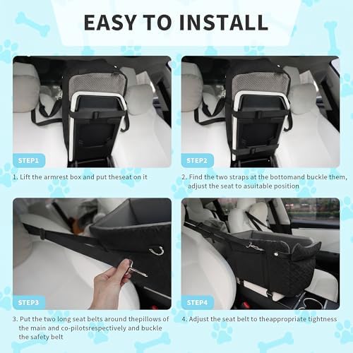 Center Console Dog Car Seat for Small Dogs Under 15 lbs, Black - Image 5