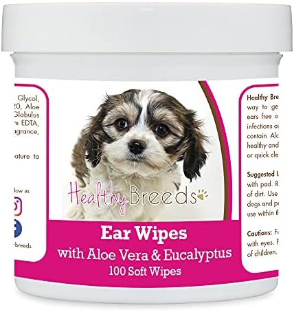 Healthy Breeds Cavachon Ear Cleaning Wipes with Aloe & Eucalyptus for Dogs 100 Count by HealthyBreeds