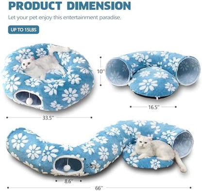 Cute Round Cat Tunnel for Indoor Cats, Blue - Image 6