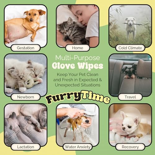 FURRYTIME Pet Cleaning Glove Wipes for Dogs & Cats, 30 Gloves, Hypoallergenic Pet Wipes Disposable No-Rinse Grooming, Extra Thick Bathing Wipes, Pet Dry Cleaning Paws, Coat, Ears, Eye Area, Butt - Image 5