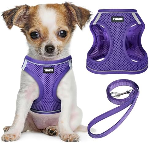 No Pull Dog Puppy Harness and Leash Set Reflective Mesh Vest Small by YIMEIS