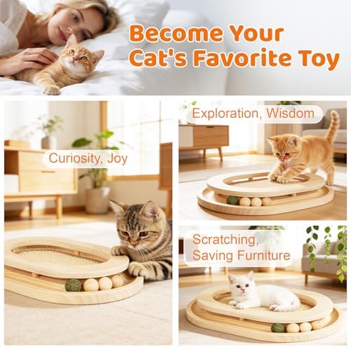 Cat Scratcher, Sisal Scratch Pad with Interactive Ball Track - Image 3