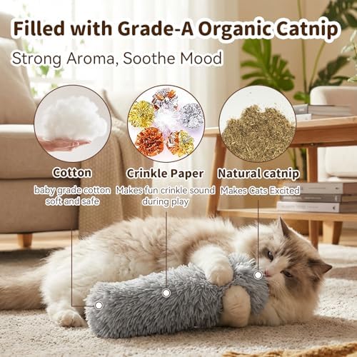 Cat Toys 3 Pack Catnip Pillows, Soft and Durable Crinkle Sound, Solid - Image 3