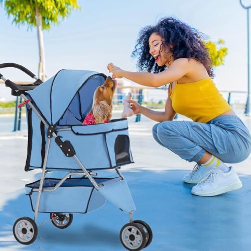 FDW | 3-Wheel Foldable Pet Stroller | Blue | Lightweight & Portable - Image 2