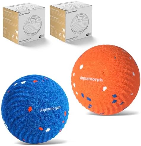 2-Pack Interactive Dog Toys, Smart Automatic Bouncing Vibrating Washable Dog Ball, Durable Pet-Safe E-TPU Material, Type-C Charging, Anti Boredom Dog Toys to Keep Them Busy for Medium & Large Dogs by Aquamorph