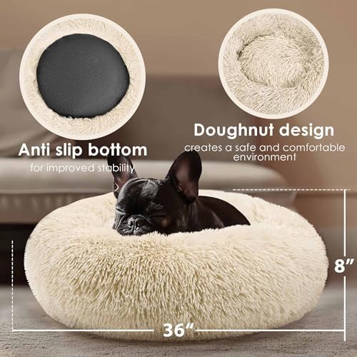 Extra Large Dog Beds, 36in Human Dog Anxiety Relief Comfort Bed-Light Brown - Image 3