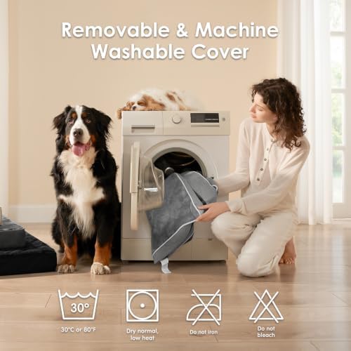 EHEYCIGA XXL Washable Dog Crate Bed with Memory Foam, 47x29Inch, Beige - Image 6