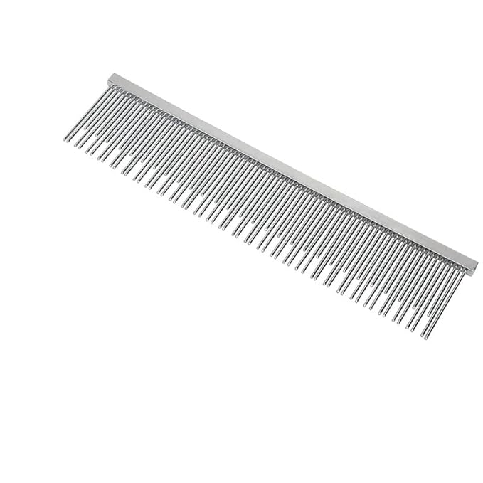 7.5 Inches Metal Dog Combs With Rounded Ends Stainless Steel Teeth,Cat Comb For Removing Tangles And Knots,Professional Grooming Tool For Long And Short Haired Dog, Cat And Other Pets (7.5 Inches)