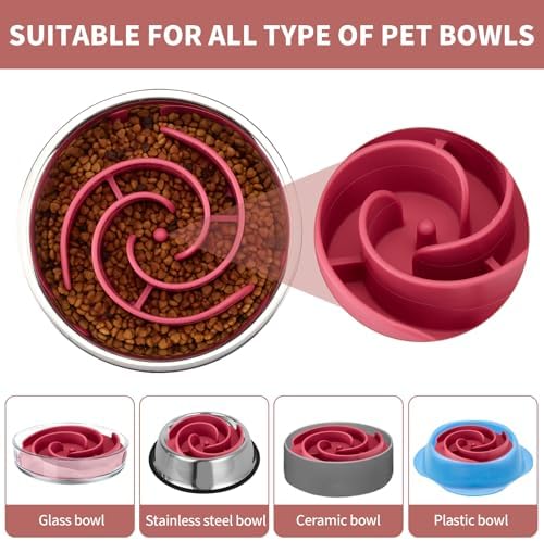 Slow Feeder Dog Bowls Insert, Animire Soft Silicone Slow Eating Dog Food Bowl for Small, Medium and Large Dogs, Compatible with Regular and Elevated Bowls - Image 3